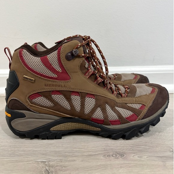 Merrell Shoes - Merrell Siren Ventilator Mid Gore-Tex Hiking Boots Brown Red Womens 10 Outdoor